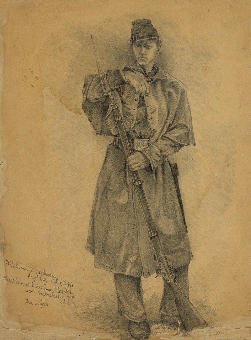 Edwin Forbes - Study of infantry soldier on guard–William J. Jackson, Sergt. Maj. 12th N.Y. Vols.
