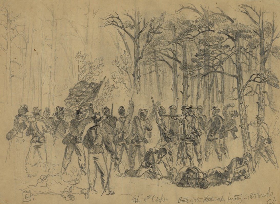 Edwin Forbes - The 6th Corps–Battle of the Wilderness–fighting in the woods