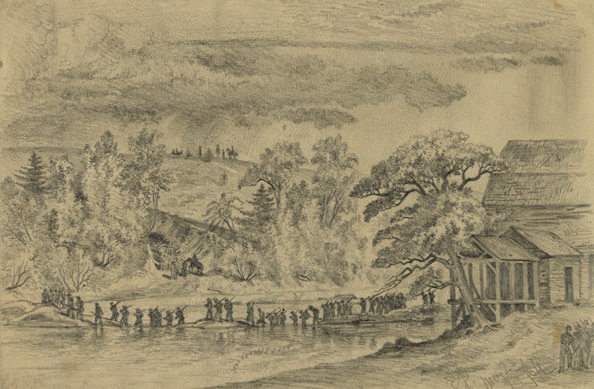 Edwin Forbes - The Army of the Potomac (5th Corps) crossing the North Anna, at Jerico Ford
