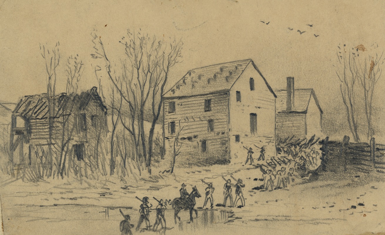 Edwin Forbes - The Army of the Potomac crossing Broad Run. Retreat from Culpepper