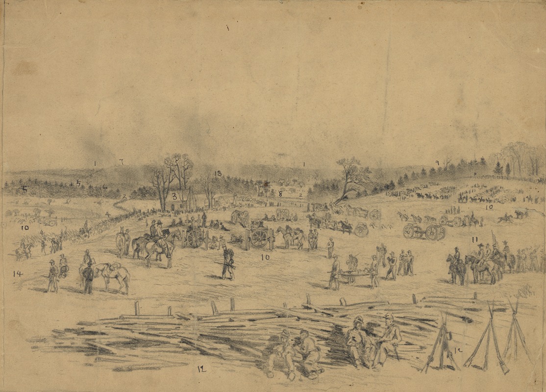 Edwin Forbes - The battle of Spottsylvania–View of the field from the center of the position