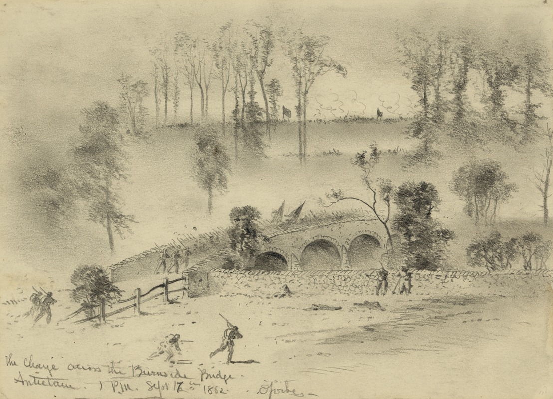 Edwin Forbes - The charge across the Burnside Bridge–Antietam