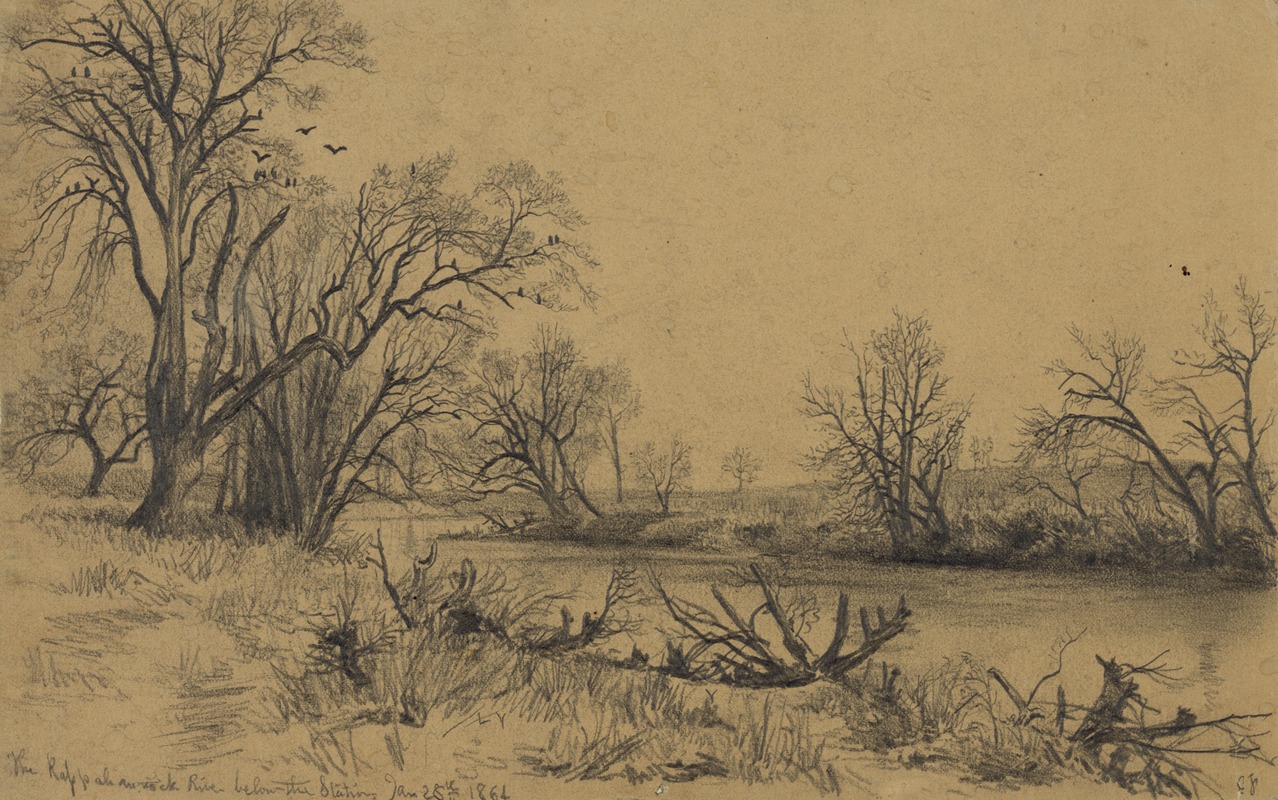 Edwin Forbes - The Rappahannock River below the Station, Jan. 28, 1864