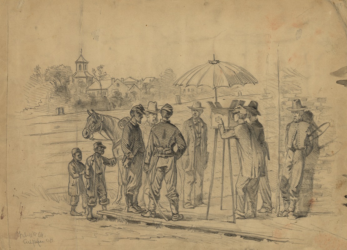 Edwin Forbes - The showman in camp–A scene in the streets of Culpepper