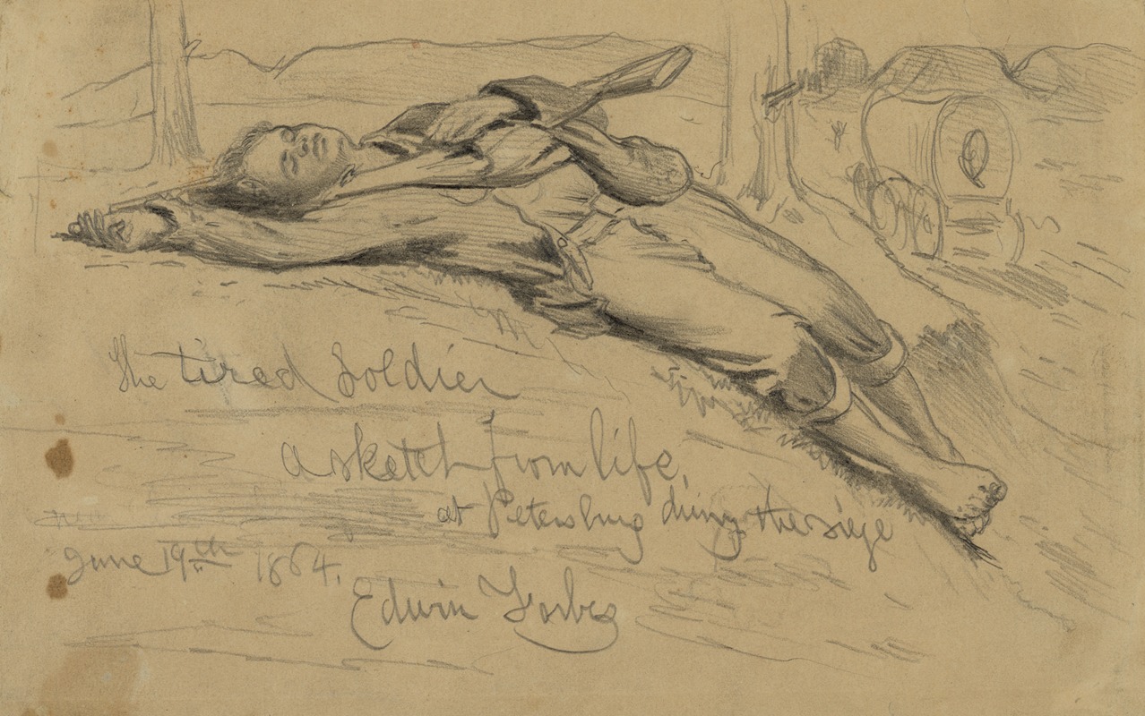 Edwin Forbes - The tired soldier – a sketch from life at Petersburg during the siege