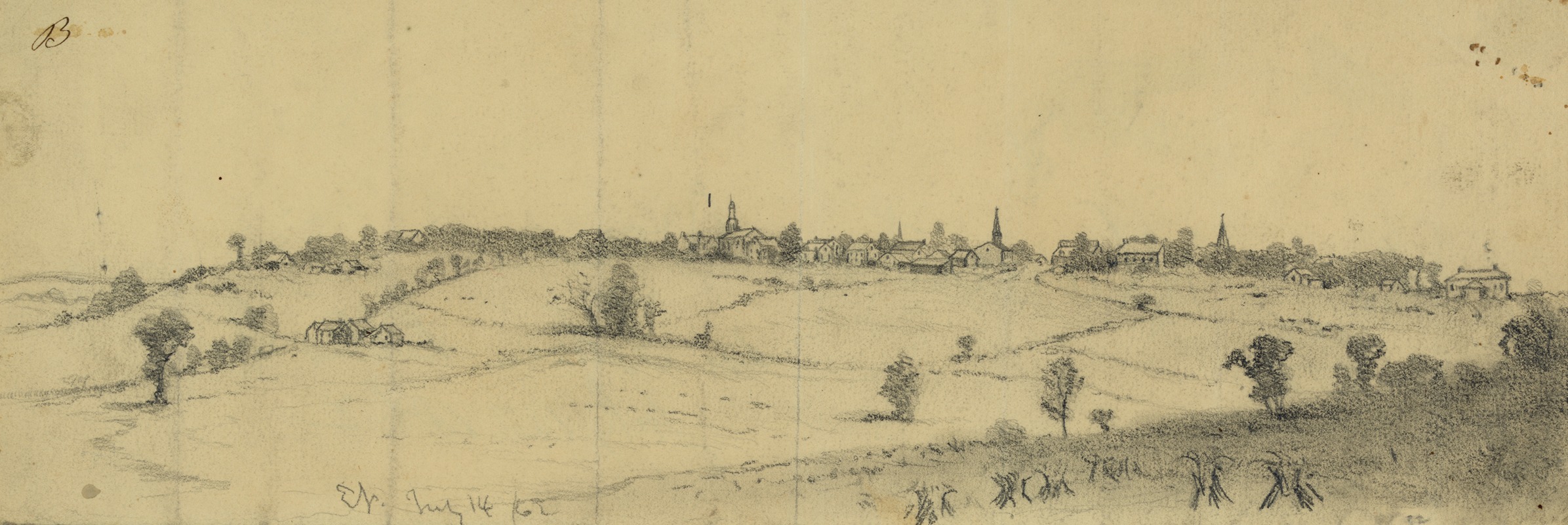 Edwin Forbes - The town of Warrenton, Va., from the east