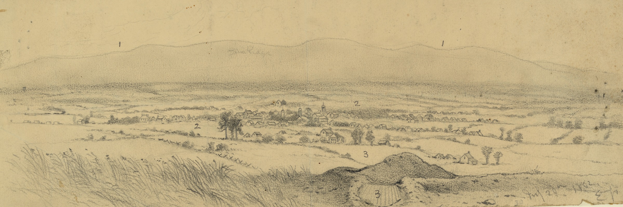 Edwin Forbes - View of Winchester, Va., from fort on the hill N.E. of the town