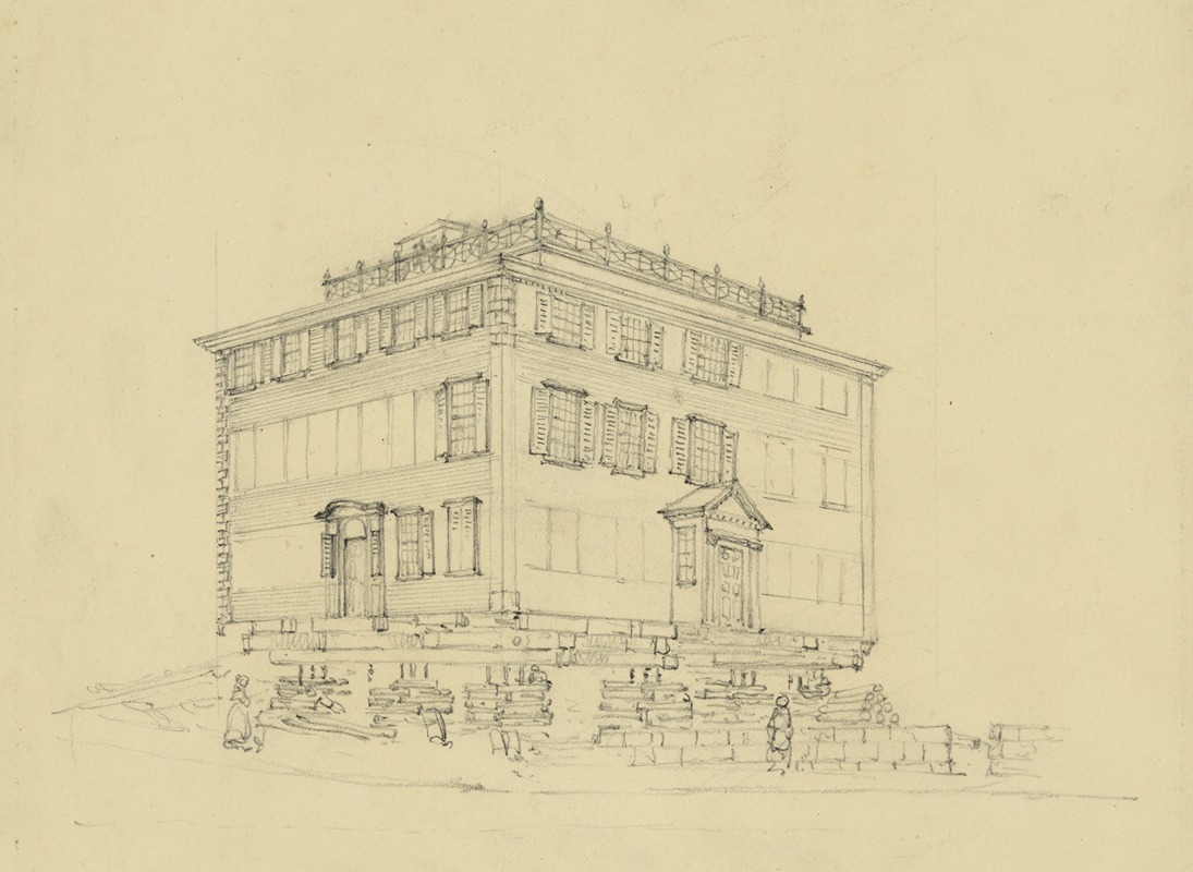 George Wallis - Sketch of a house in the streets at Boston Mass