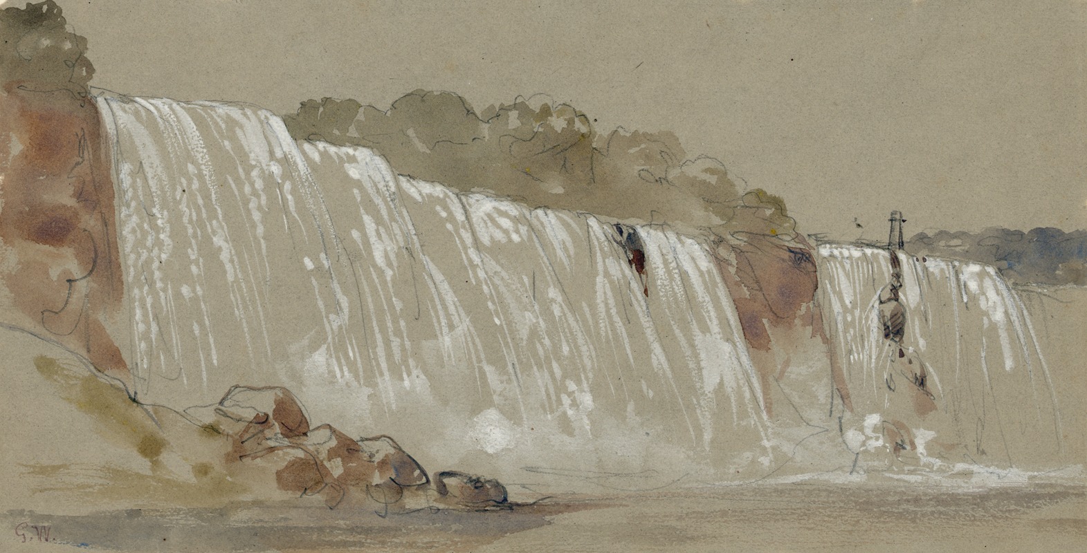 George Wallis - The American falls, Niagara, from the steamboat