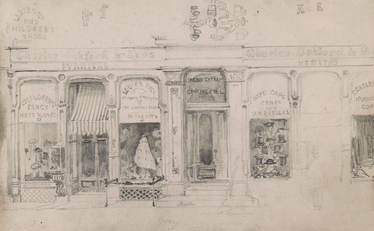 James Fuller Queen - Design for advertisement, Charles Oakford & Sons, furrier and hatter, located at 104 Chestnut