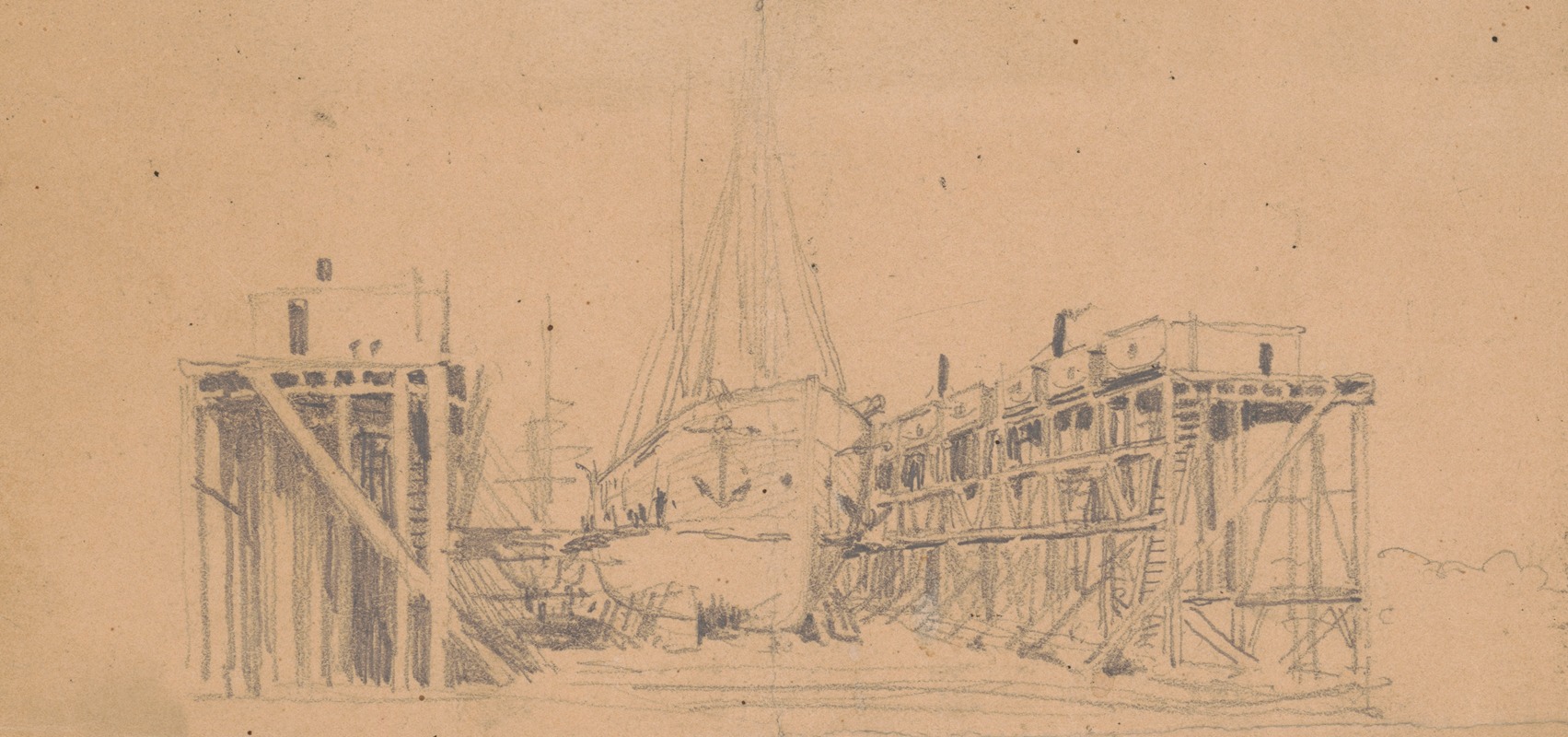 James Fuller Queen - Ship in dry dock, probably Navy Yard