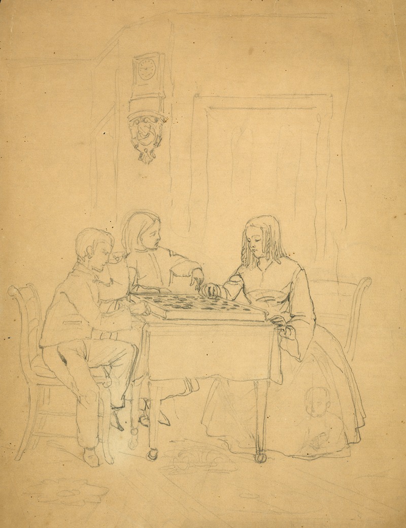 James Fuller Queen - Two children playing checkers or draughts