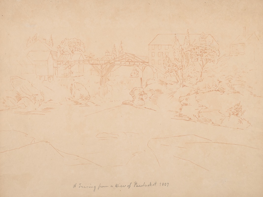 John Rubens Smith - A tracing of a view of Pawtucket