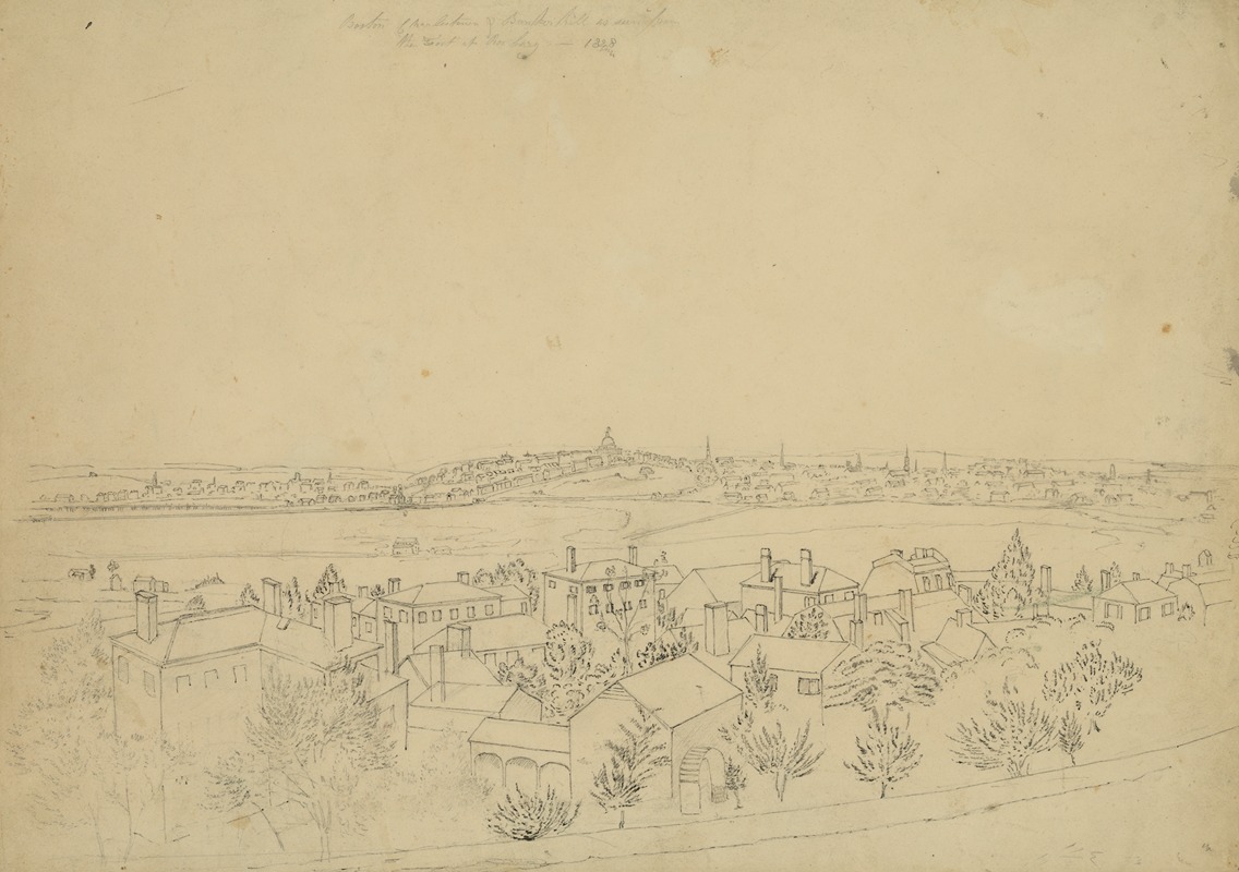 John Rubens Smith - Boston, Charlestown & Bunker Hill as seen from the fort at Roxbury