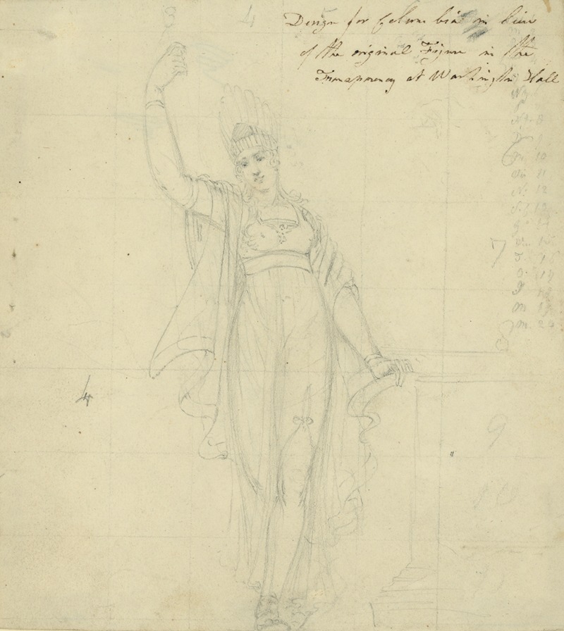 John Rubens Smith - Design for Columbia in lieu of the original figure in the transparency at Washington Hall