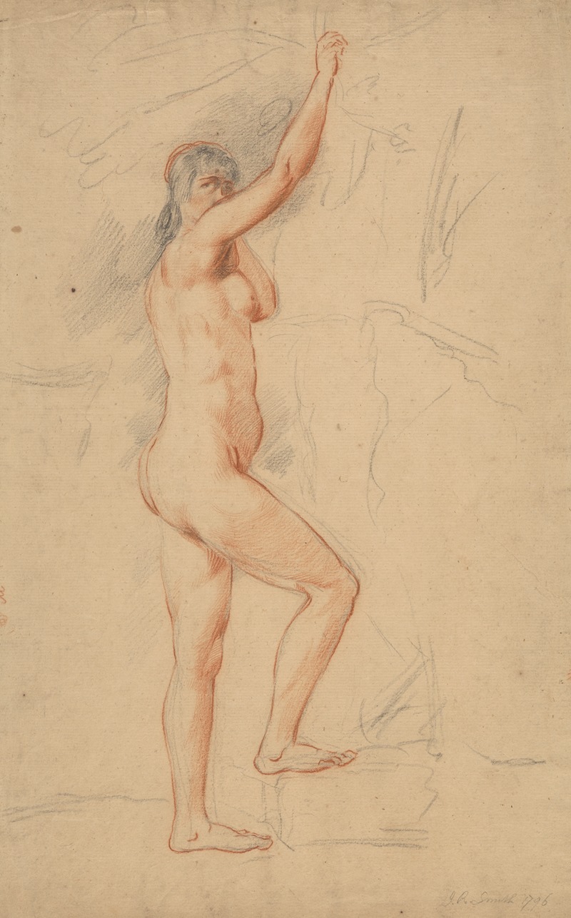 John Rubens Smith - Female nude, right arm upraised