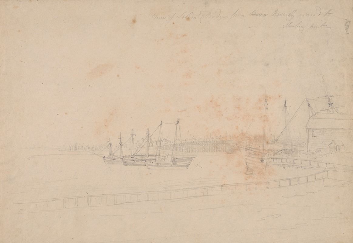 John Rubens Smith - View of Salem & bridge from Beverly on road to Newbury Port