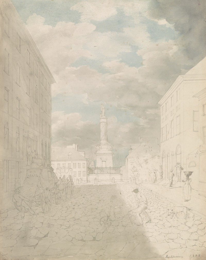 John Rubens Smith - View of the Battle Monument, Baltimore