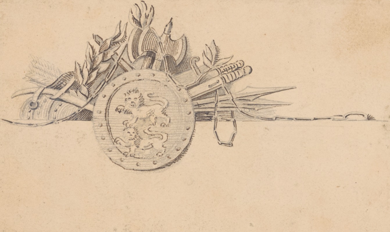 John Rubens Smith - Vignette of weapons and a shield