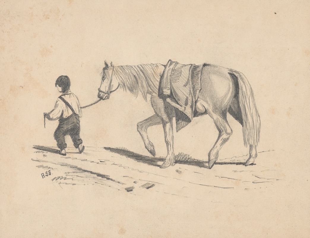 Richard Sanger Smith - Pencil exercise, no. 4 – boy leading horse