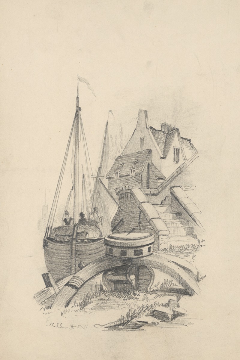 Richard Sanger Smith - Pencil exercise, no. 8 – sailboat and waterfront