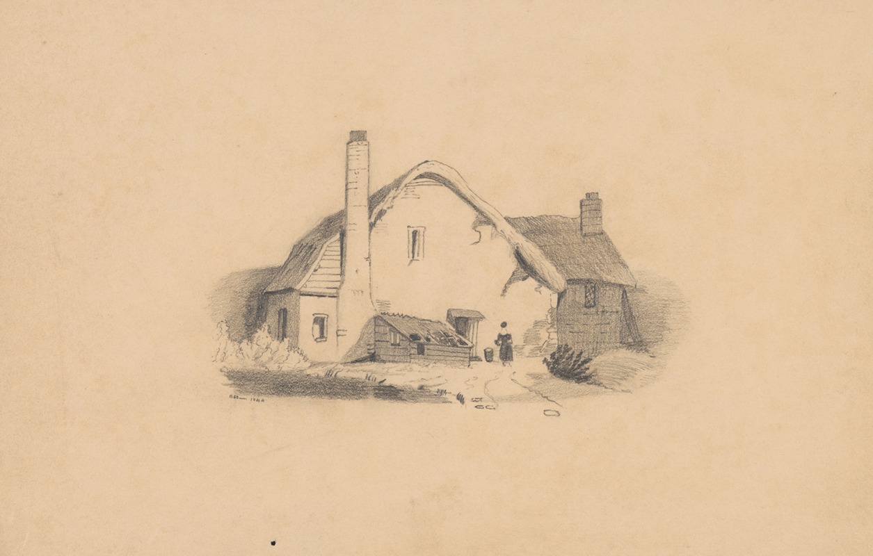 Richard Sanger Smith - Pencil exercise, no. 9 – thatched-roof house