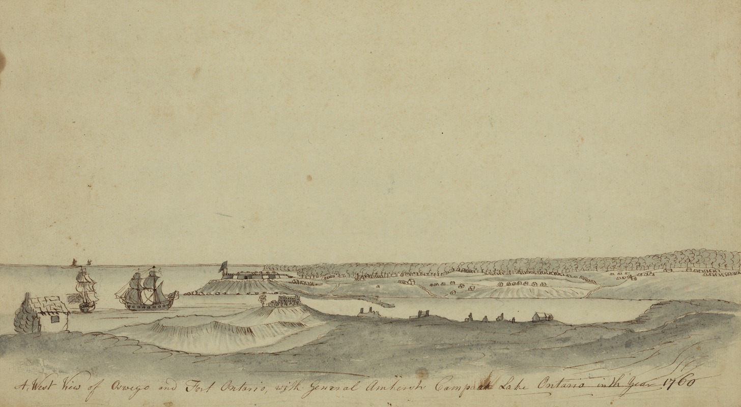 Thomas Davies - A west view of Oswego and Fort Ontario with General Amherst’s camp at Lake Ontario in the year 1760