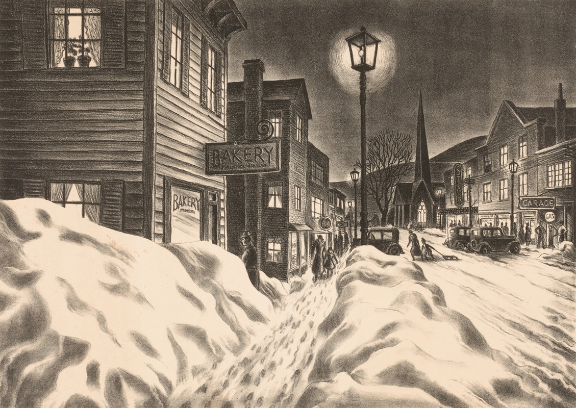 Anonymous - Village Street on a Winter Night