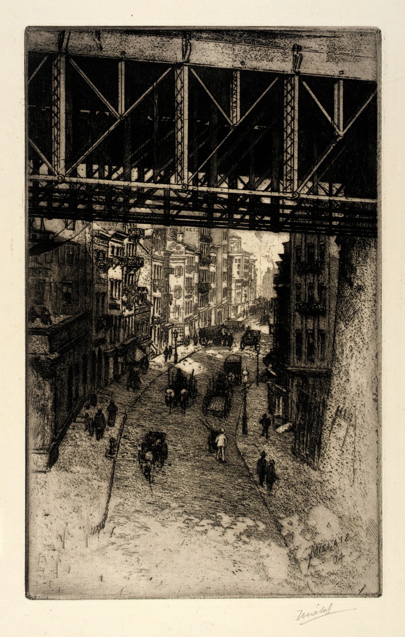 Charles Frederick William Mielatz - Street Scene under Steel Bridge