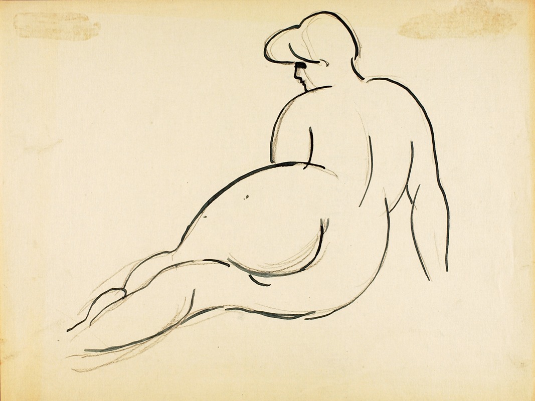 Carl Newman - Reclining Nude, Back View