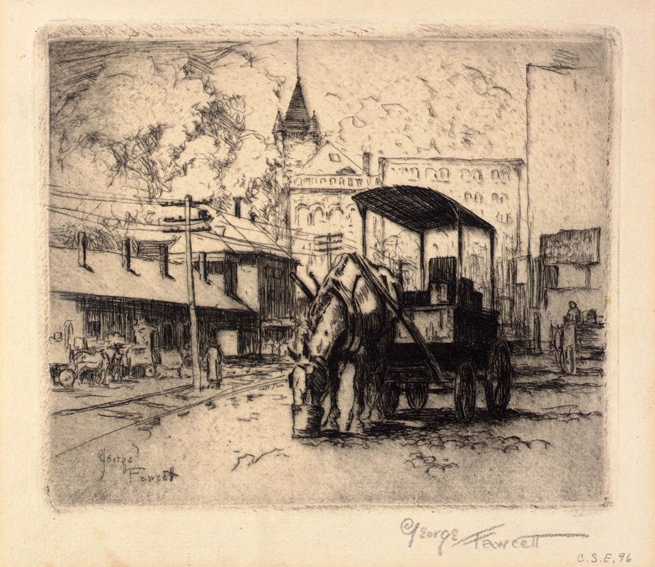 George Fawcett - Horse and Wagon, Noon