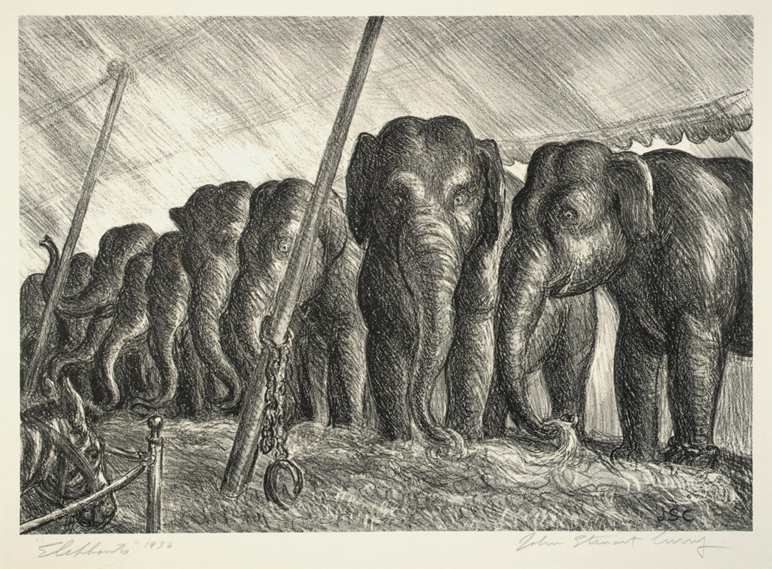 John Steuart Curry - Circus Elephants