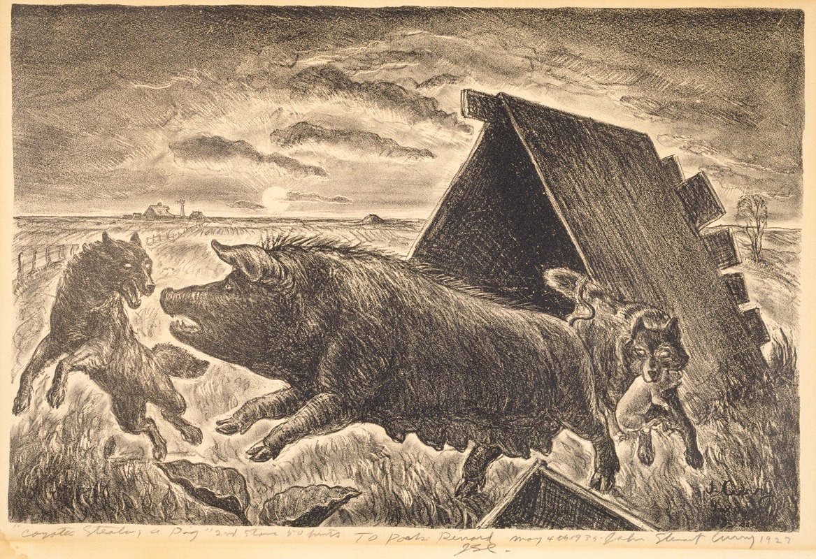 John Steuart Curry - Coyotes Stealing a Pig