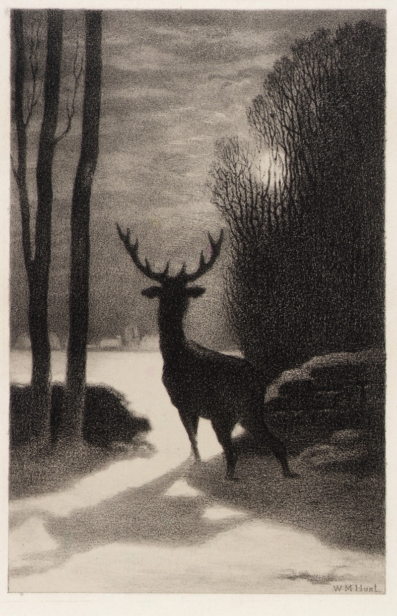William Morris Hunt - Stag in the Moonlight