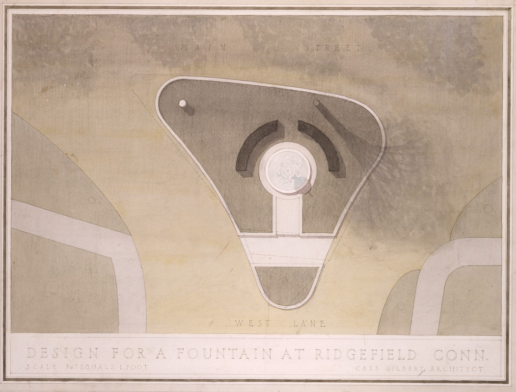 Cass Gilbert - Design for Fountain, Ridgefield, Connecticut