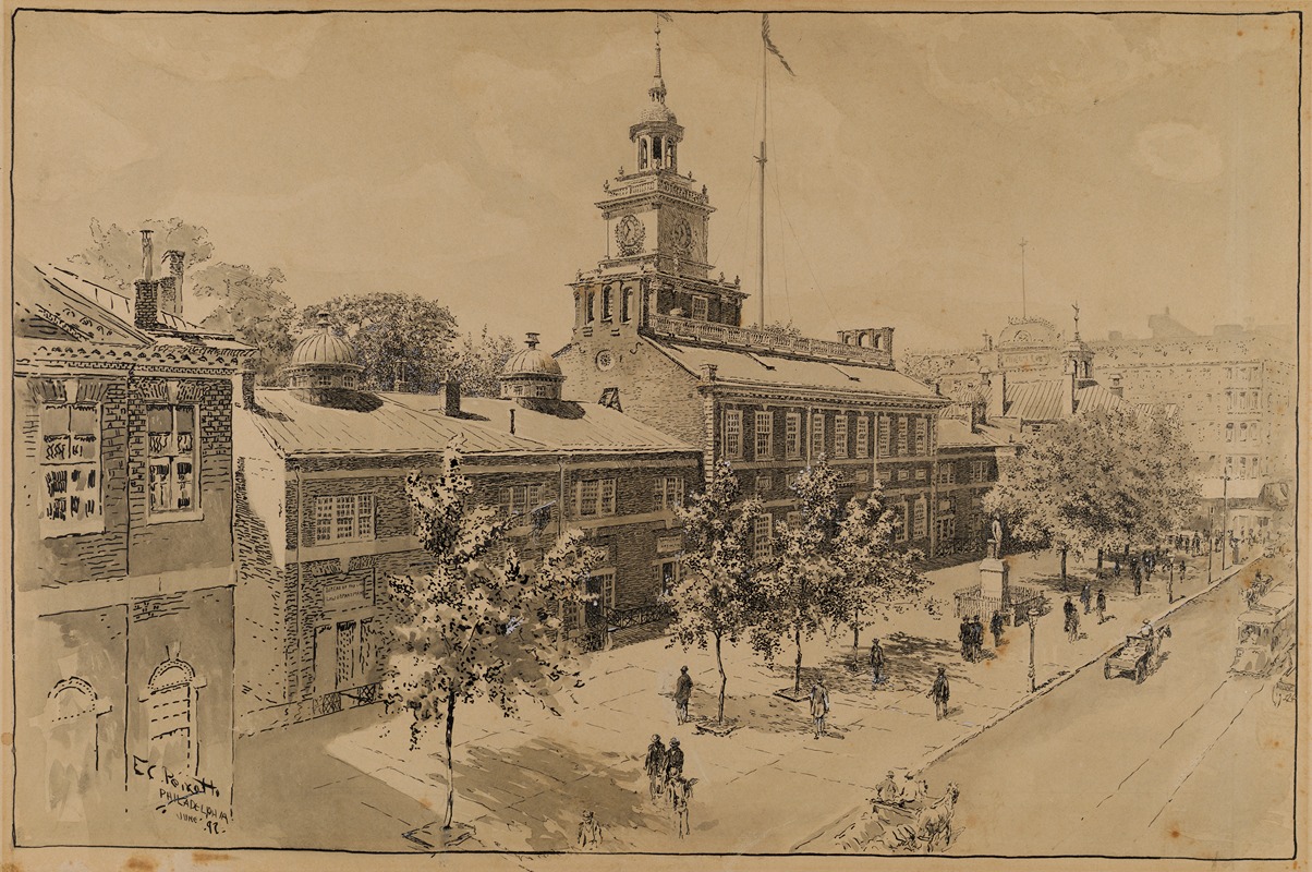 Ernest Peixotto - Philadelphia, Independence Hall, Chestnut Street