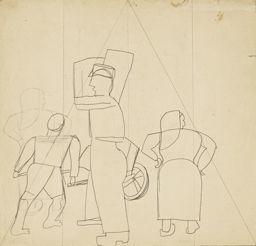 Jean Brusselmans - Compositie van figuren in een driehoek
