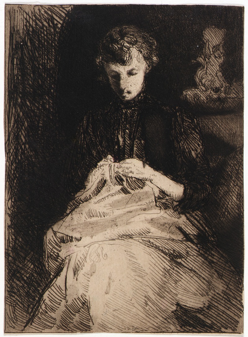 Julian Alden Weir - Woman Seated Sewing