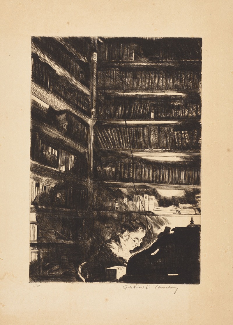 Julius Collen Turner - Portret van C. Loontiens, Stadsbibliothecaris