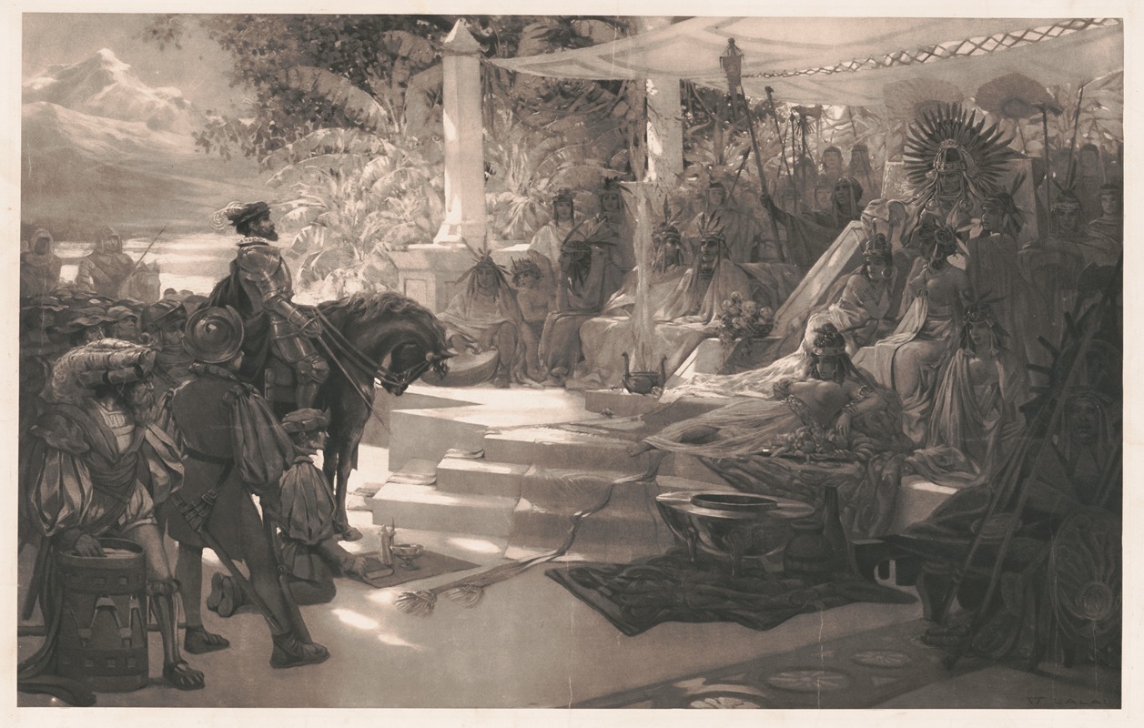 Lalau - Montezuma receiving Ferdinand Cortez