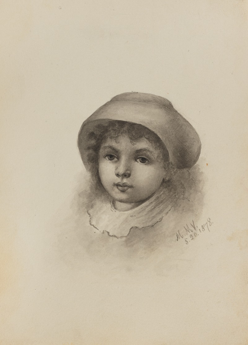 Mary Vaux Walcott - Head of a Child with Hat