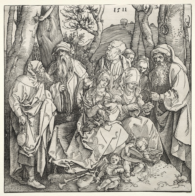 Albrecht Dürer - The Holy Family with Two Musician Angels