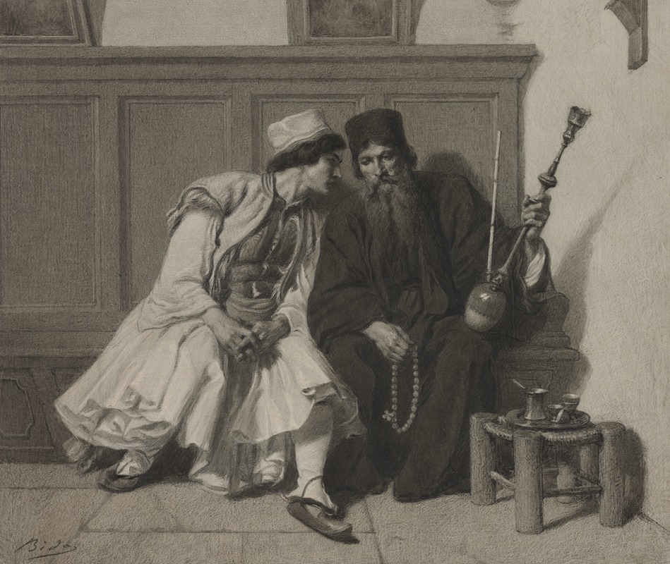 Alexandre Bida - Young Greek Man in Conversation with a Priest