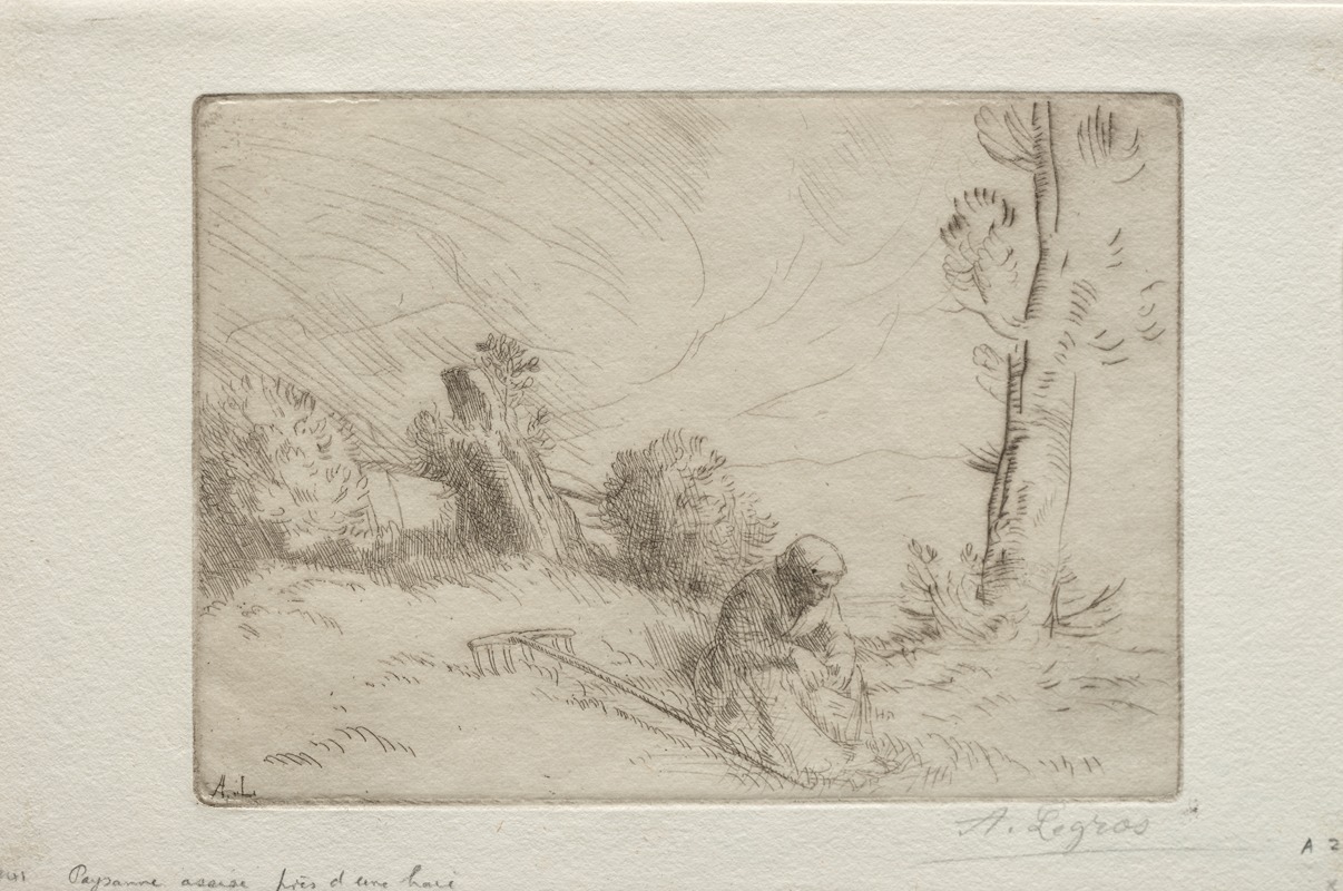 Alphonse Legros - Peasant near a Stone Fence