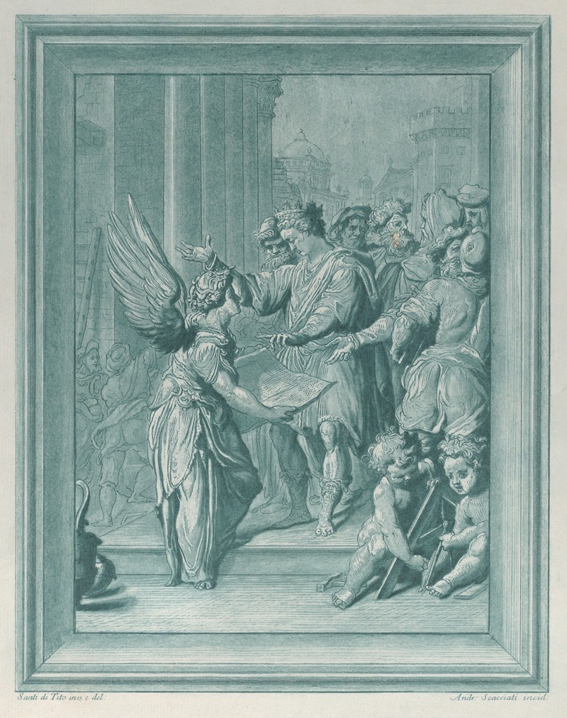 Andrea Scacciati - An angel directing the construction of a building