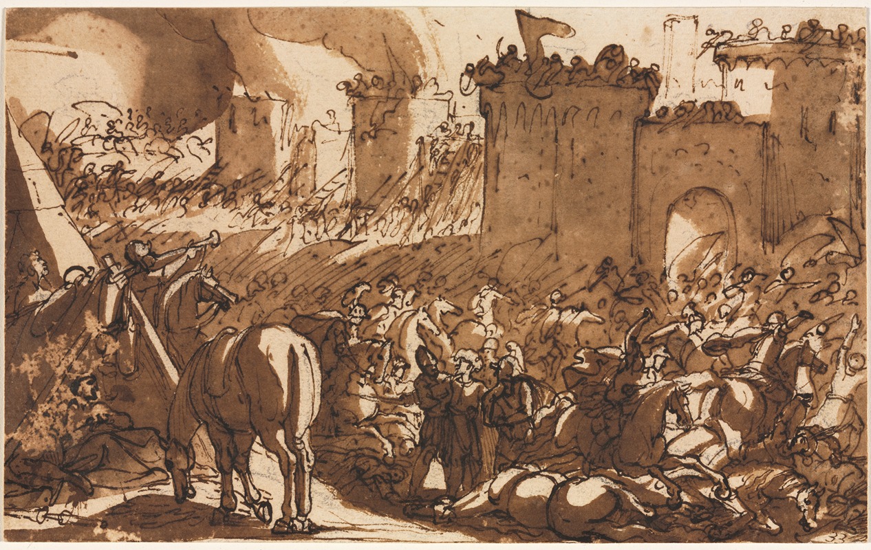 Antonio Tempesta - Battle Scene with a Fort