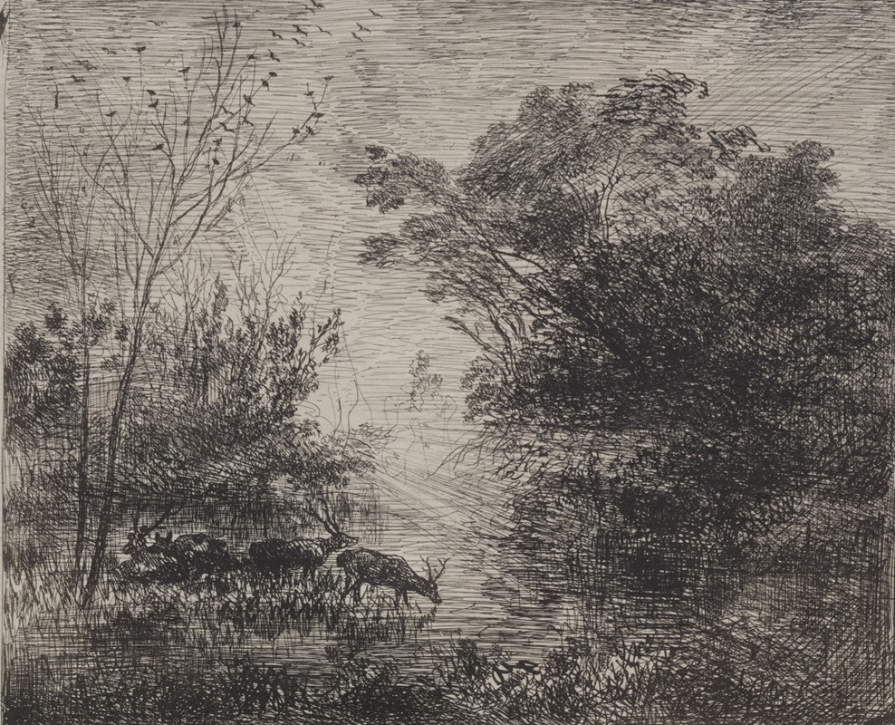 Charles François Daubigny - Stags