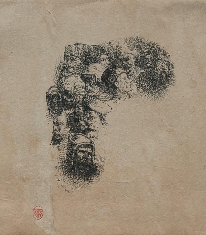 Charles Emile Jacque - Group of Heads, after Greuze