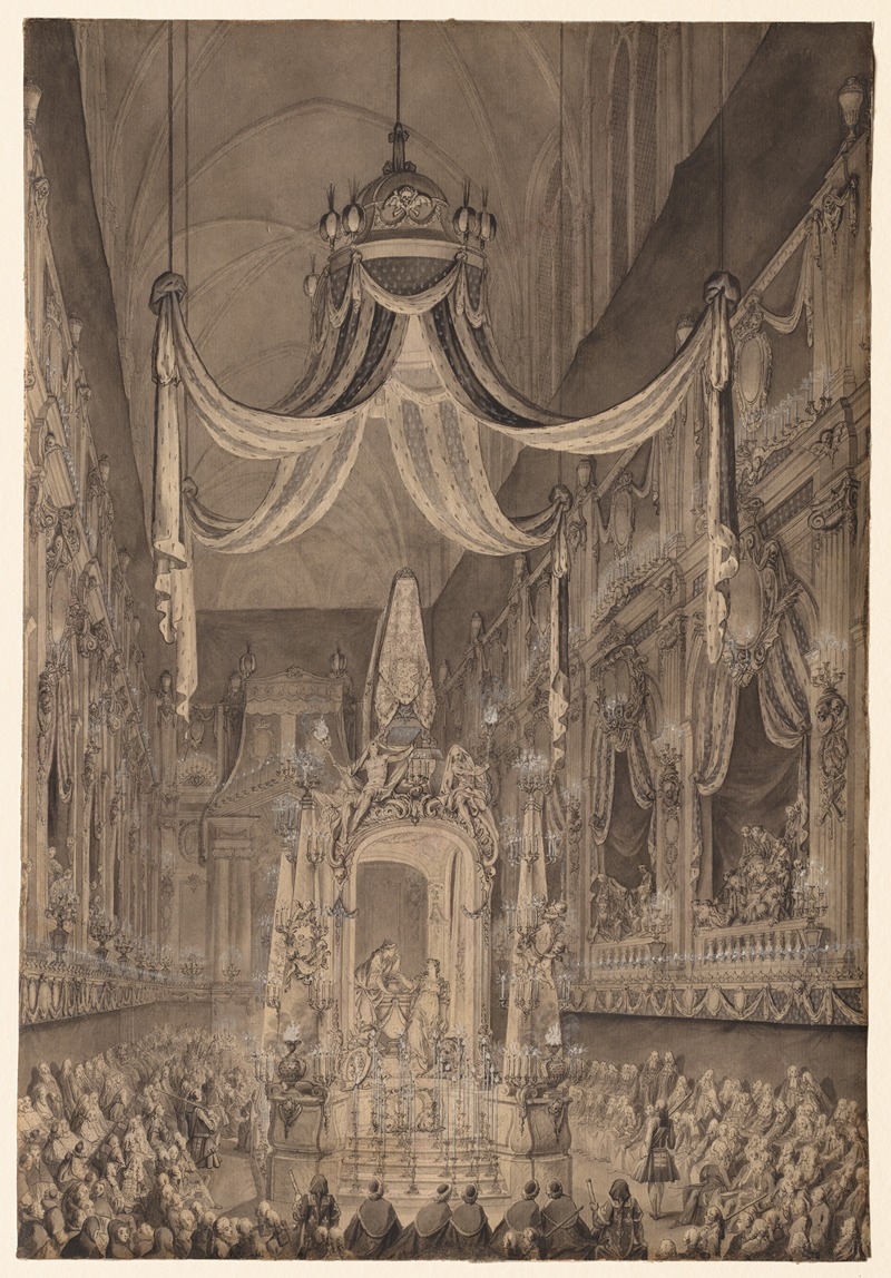 Charles-Nicolas Cochin - Funeral for Marie-Thérèse of Spain, Dauphine of France, in the Church of Nôtre Dame, Paris, on November 24, 1746