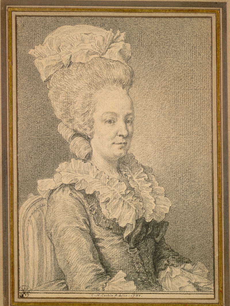 Charles-Nicolas Cochin - Half-length Portrait of a Seated Woman